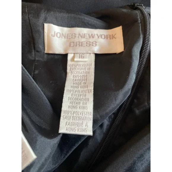 Jones New York Woman’s black dress size 16 sleeveless black lace bead PO w tags - Picture 12 of 16